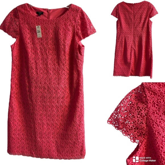 NWT Talbots Elegant Pink Lace Dress size 12P - Picture 1 of 6